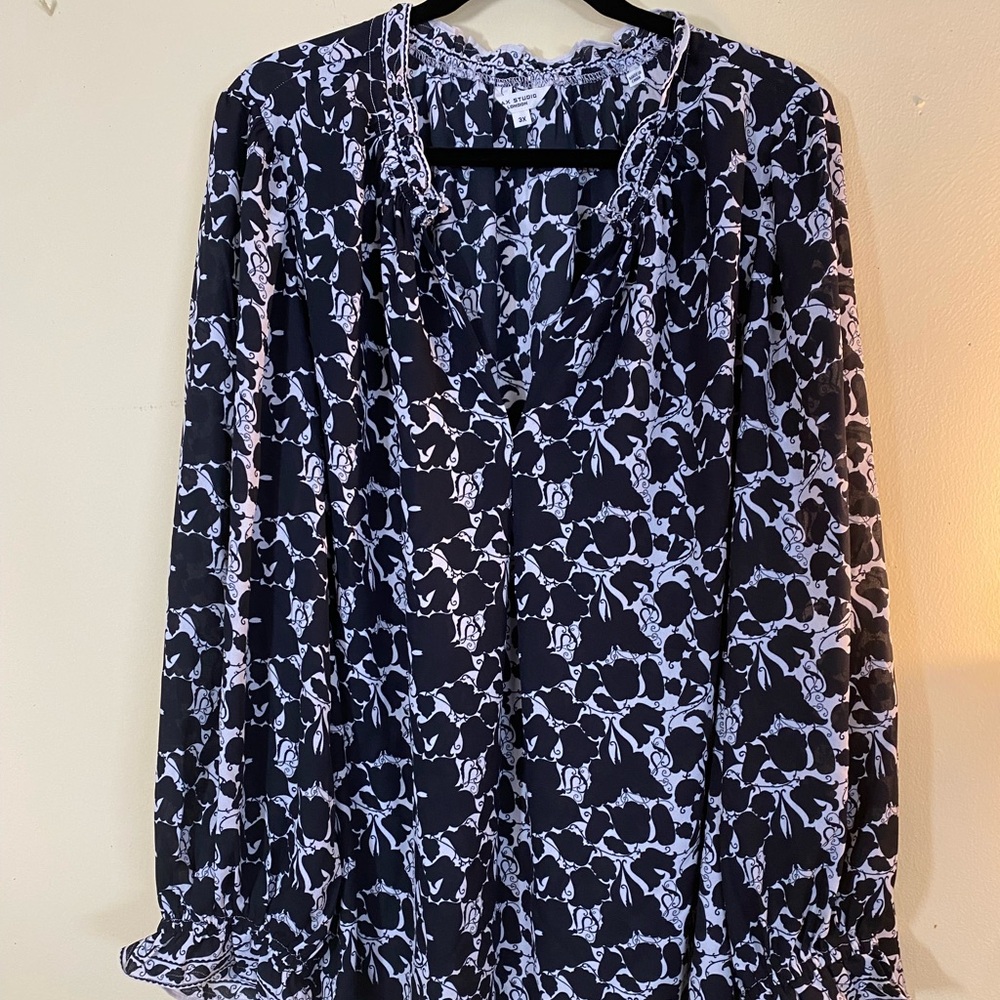 Max Studio Flowing and Ruffled 3X Blouse